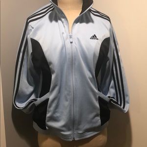 Adidas Warm-up Jacket, Baby Blue & Black, Medium